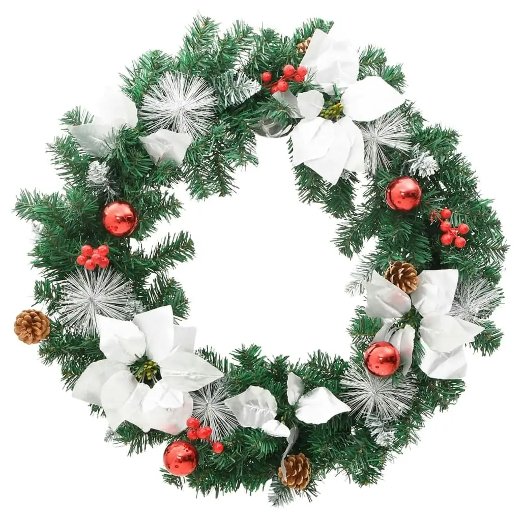 Christmas Wreath with LED Lights Green 60 cm PVC 321516