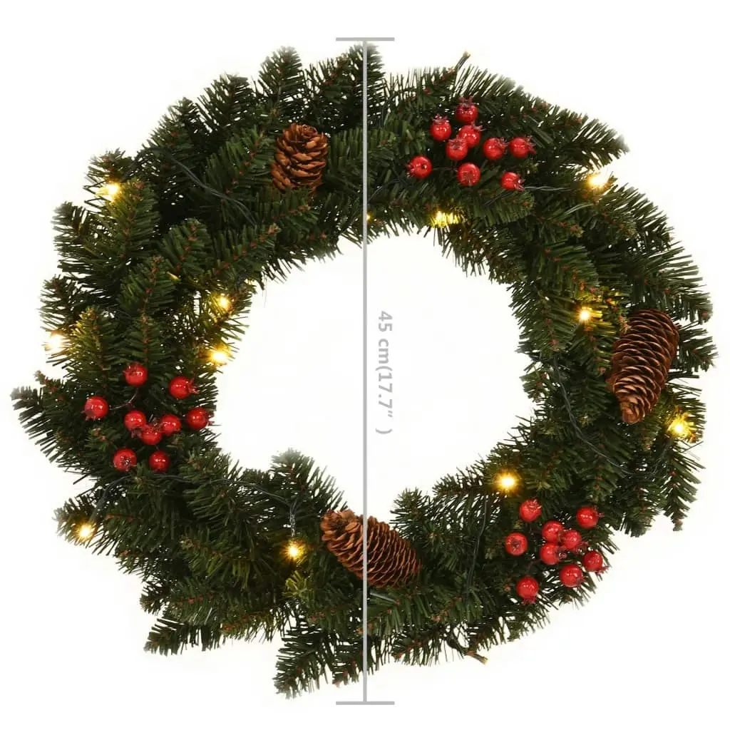 Christmas Wreaths 2 pcs with Decoration Green 45 cm 284330