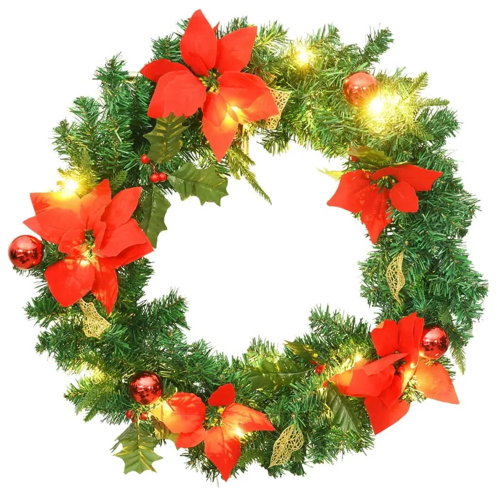 Christmas Wreath with LED Lights Green 60 cm PVC 321517