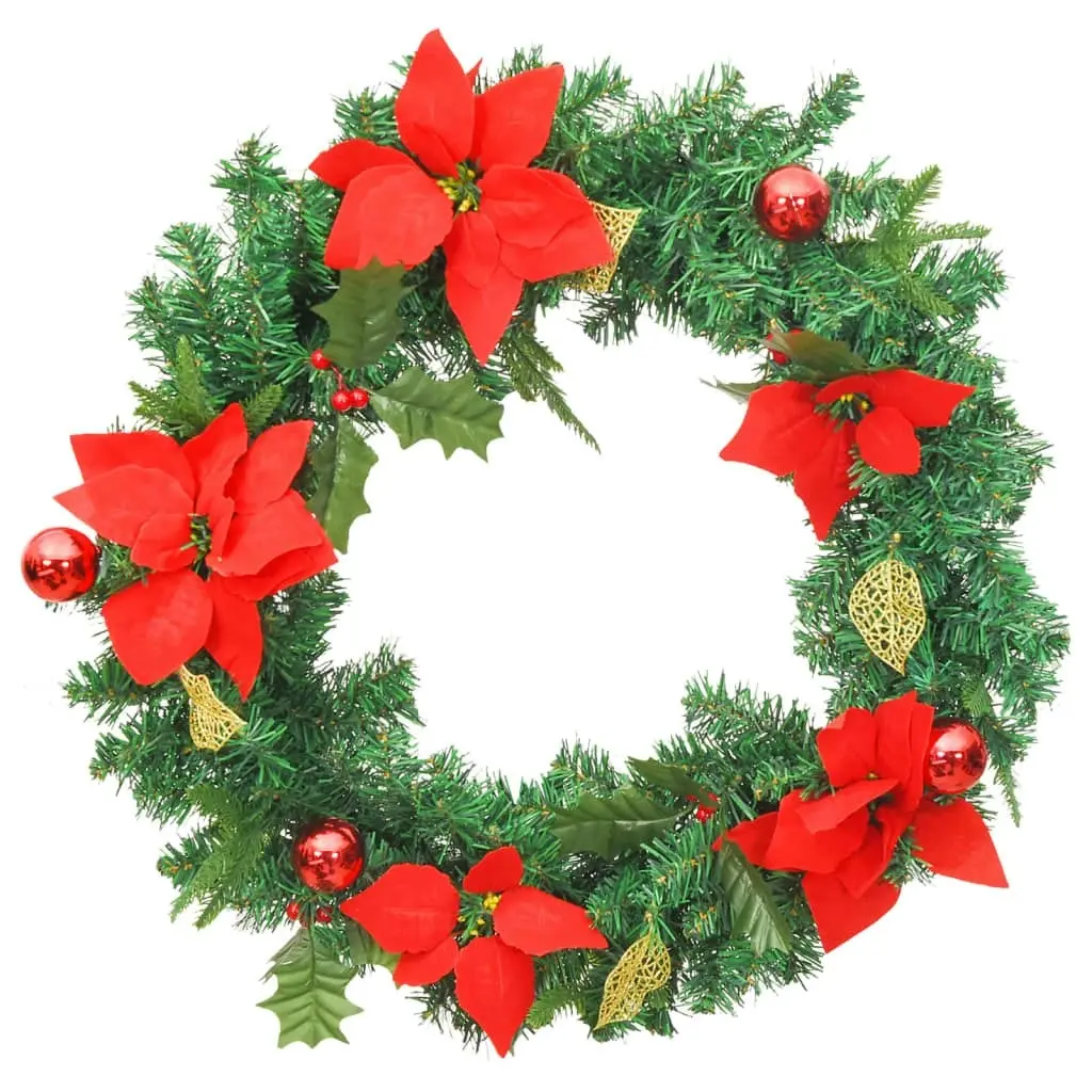 Christmas Wreath with LED Lights Green 60 cm PVC 321517