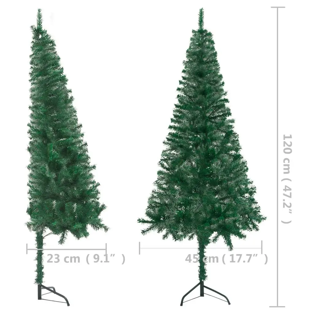 Corner Artificial Christmas Tree LEDs&Ball Set 120 cm Green PVC 3077962