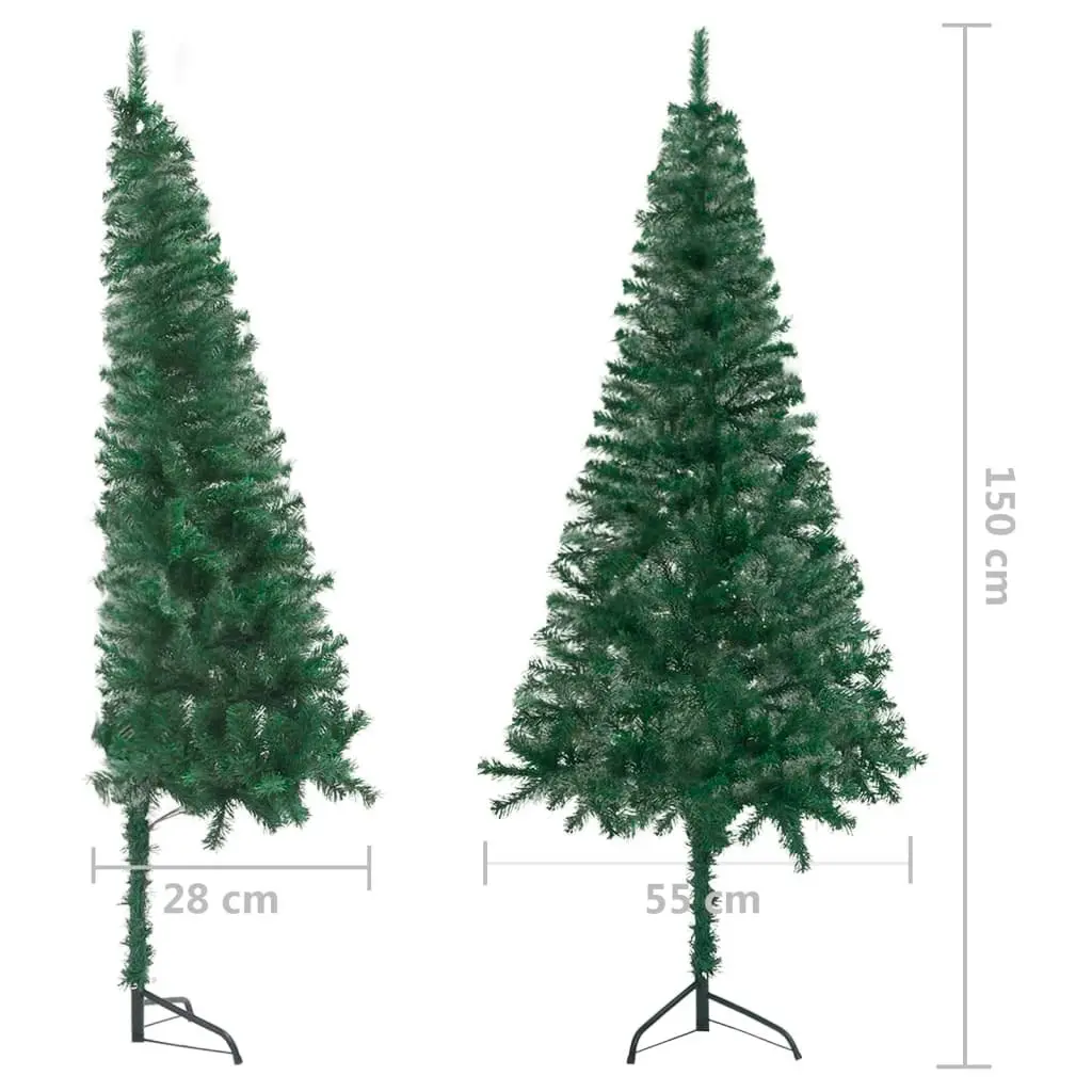 Corner Artificial Christmas Tree LEDs&Ball Set Green 150 cm PVC 3077963