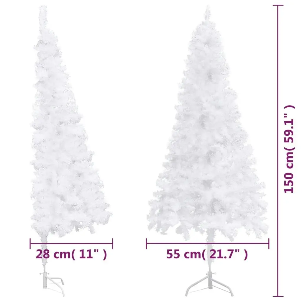 Corner Artificial Christmas Tree LEDs&Ball Set White 150 cm PVC 3077968