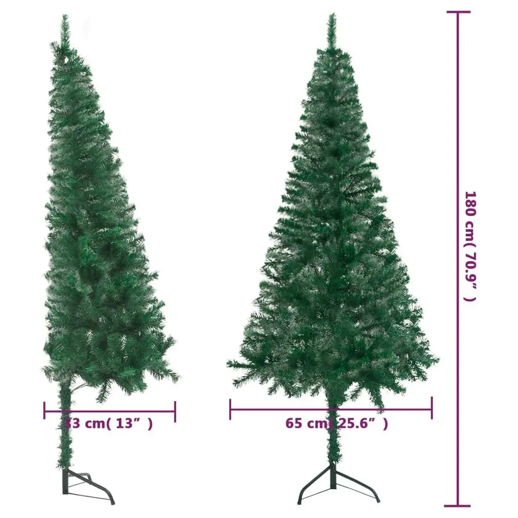 Corner Artificial Christmas Tree LEDs&Ball Set Green 180 cm PVC 3077964