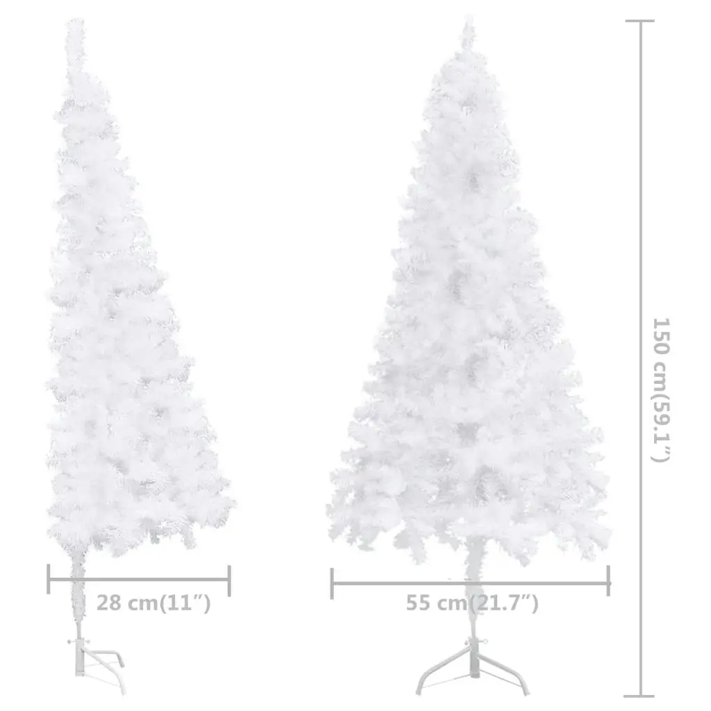 Corner Artificial Pre-lit Christmas Tree White 150 cm PVC 3077938