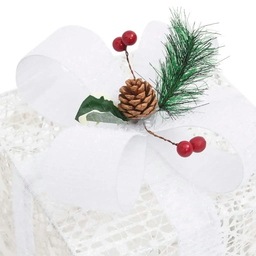 Decorative Christmas Gift Boxes 3 pcs White Outdoor Indoor 329766