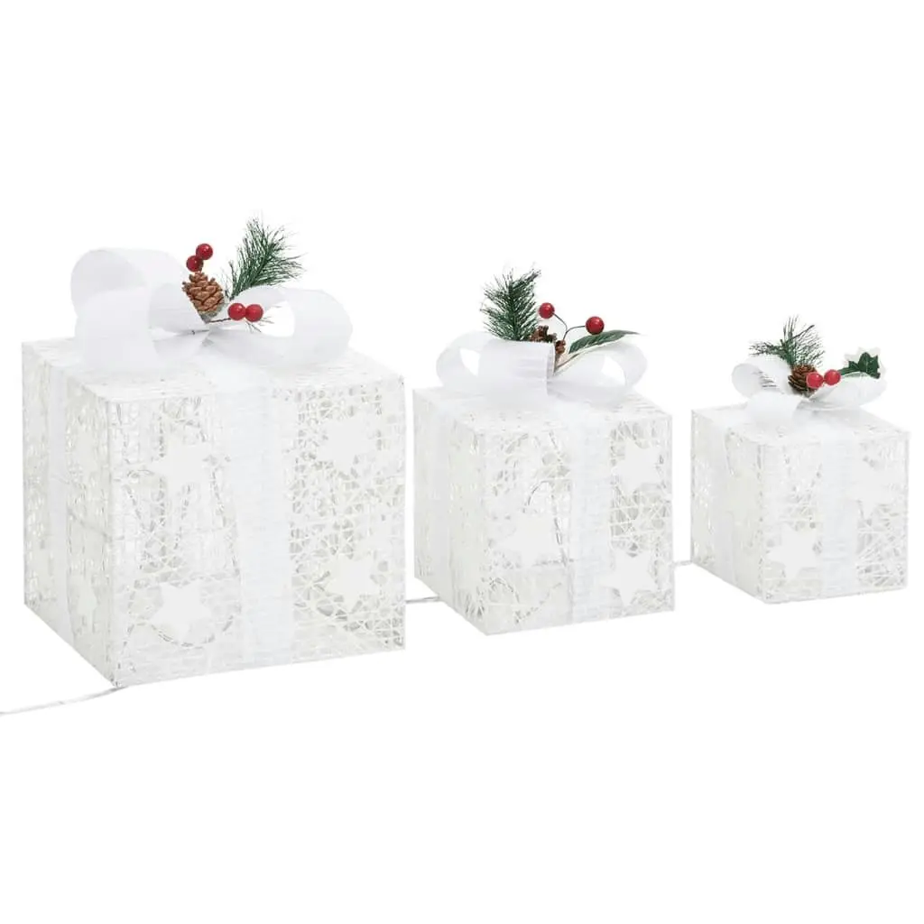 Decorative Christmas Gift Boxes 3 pcs White Outdoor Indoor 329766