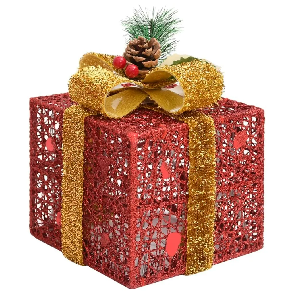 Decorative Christmas Gift Boxes 3 pcs Red Outdoor Indoor 329767