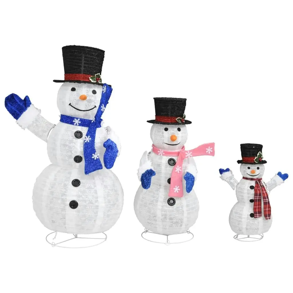 Decorative Christmas Snowman Family Figures with LED Luxury Fabric 329765