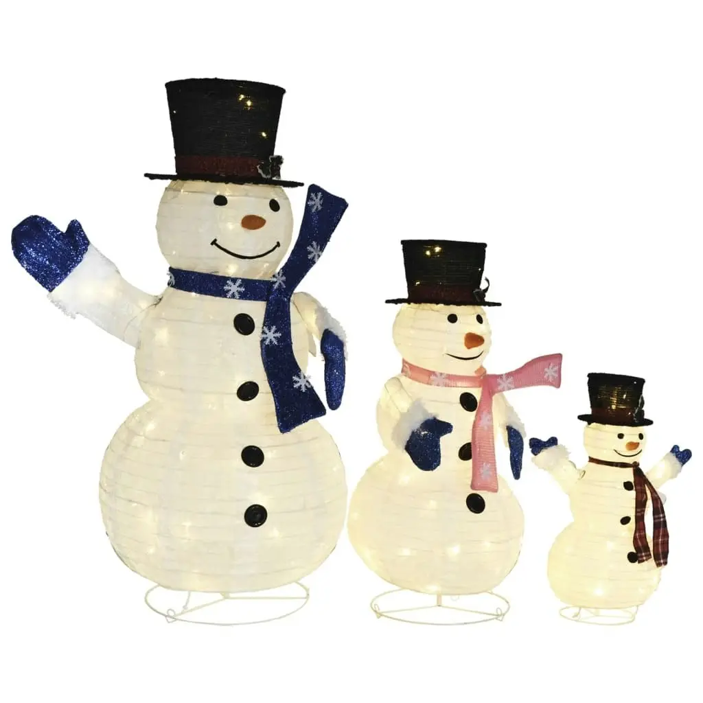 Decorative Christmas Snowman Family Figures with LED Luxury Fabric 329765