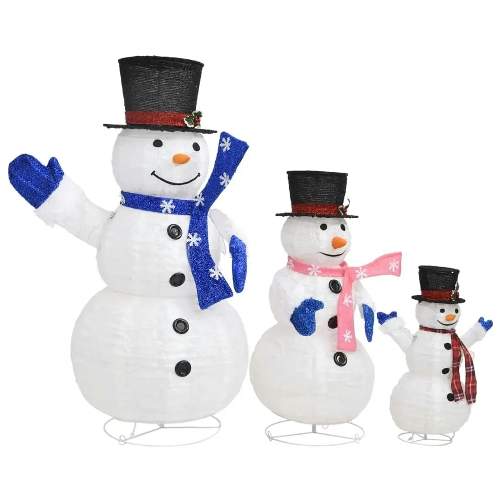 Decorative Christmas Snowman Family Figures with LED Luxury Fabric 329765