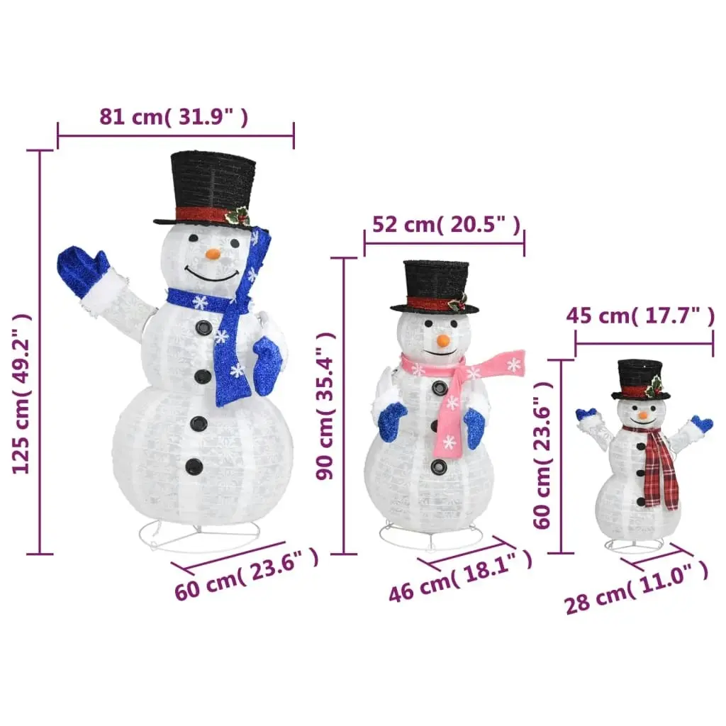 Decorative Christmas Snowman Family Figures with LED Luxury Fabric 329765