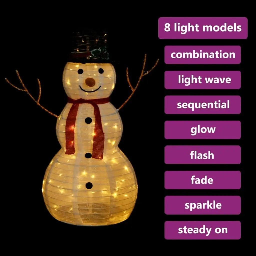 Decorative Christmas Snowman Figure with LED Luxury Fabric 90cm 329760