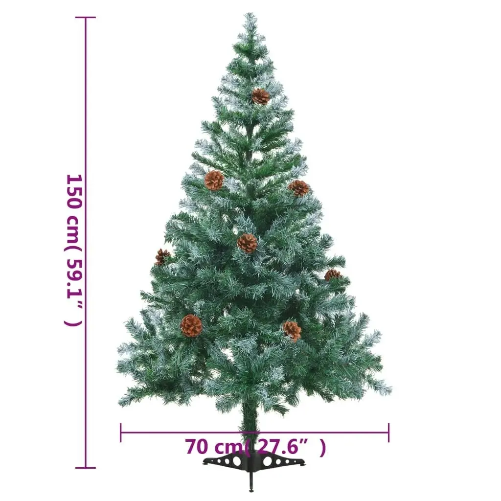 Frosted Pre-lit Christmas Tree with Pinecones 150 cm 3077441