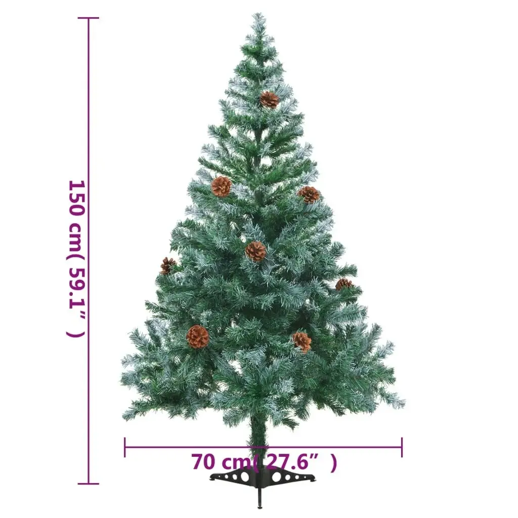 Frosted Pre-lit Christmas Tree with Ball Set Pinecones 150 cm 3077699