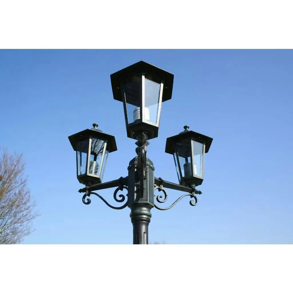 Garden Light Post 3-arms 215 cm Dark Green/Black Aluminium 40246