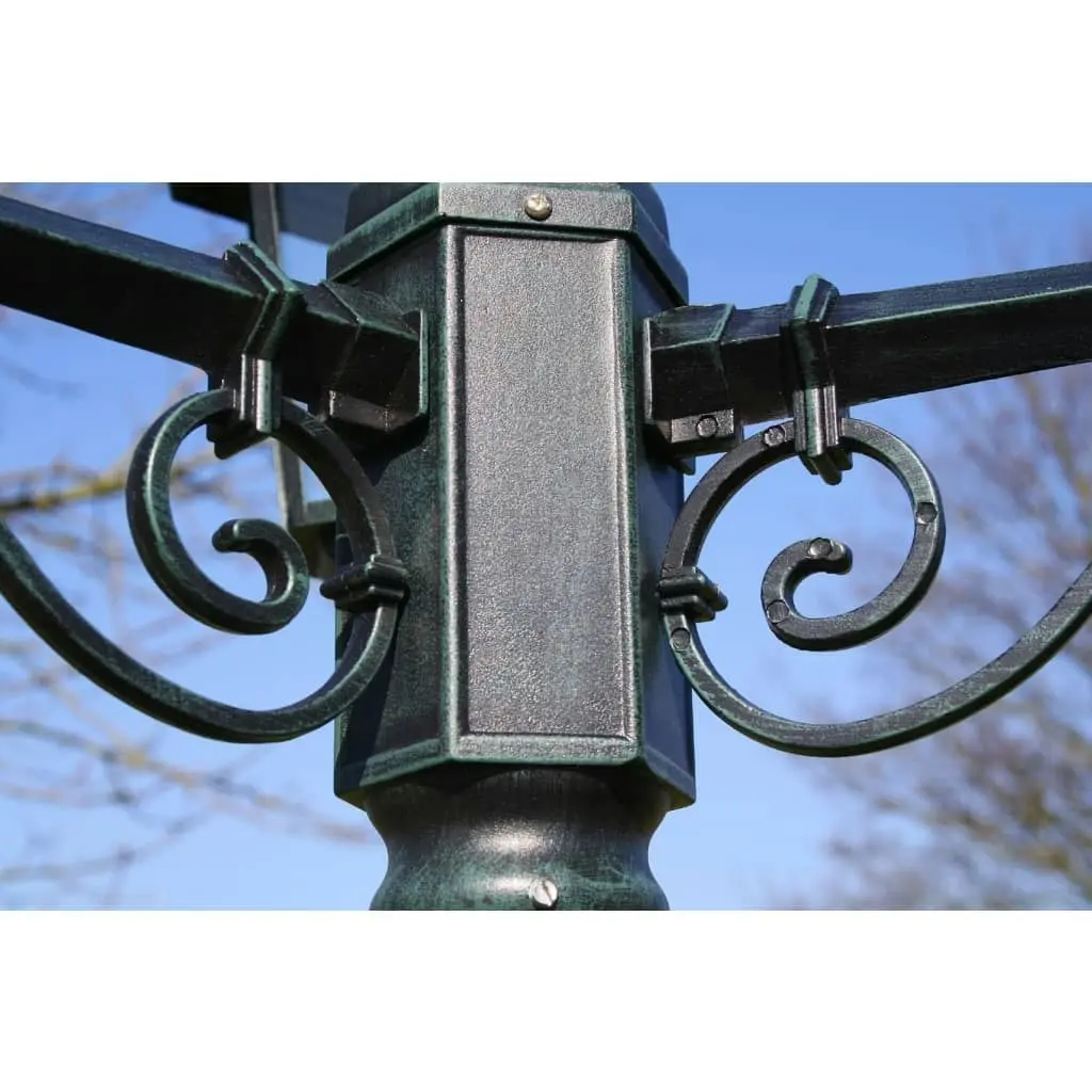 Garden Light Post 3-arms 215 cm Dark Green/Black Aluminium 40246