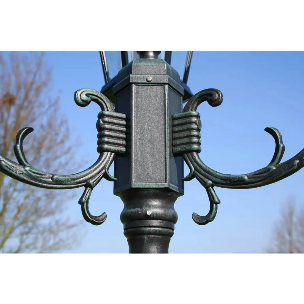 Garden Light Post 3-arms 230 cm Dark Green/Black Aluminium 40243