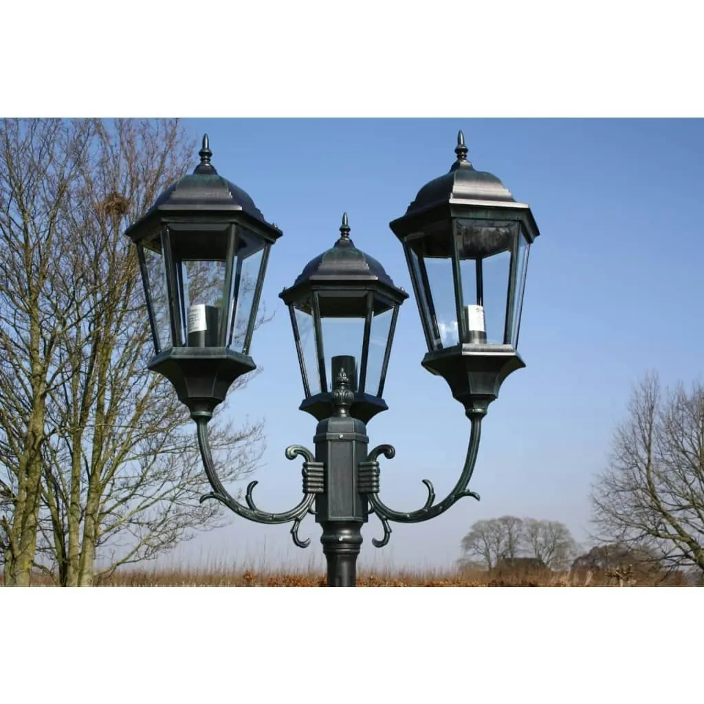 Garden Light Post 3-arms 230 cm Dark Green/Black Aluminium 40243