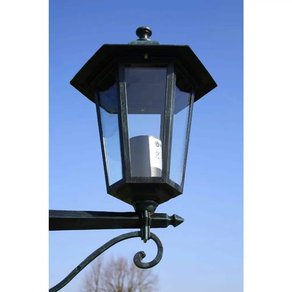 Garden Light Post 2-arms 215 cm Dark Green/Black Aluminium 40247