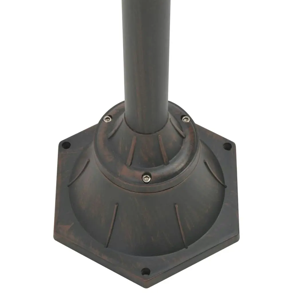 Garden Post Light E27 220 cm Aluminium 2-Lantern Bronze 44209