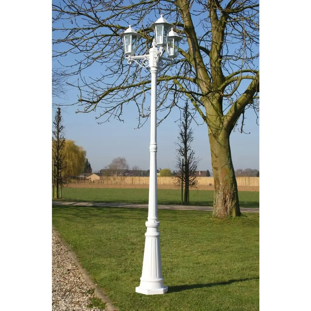 Garden Light Post 3-arms 215 cm White Aluminium 40245