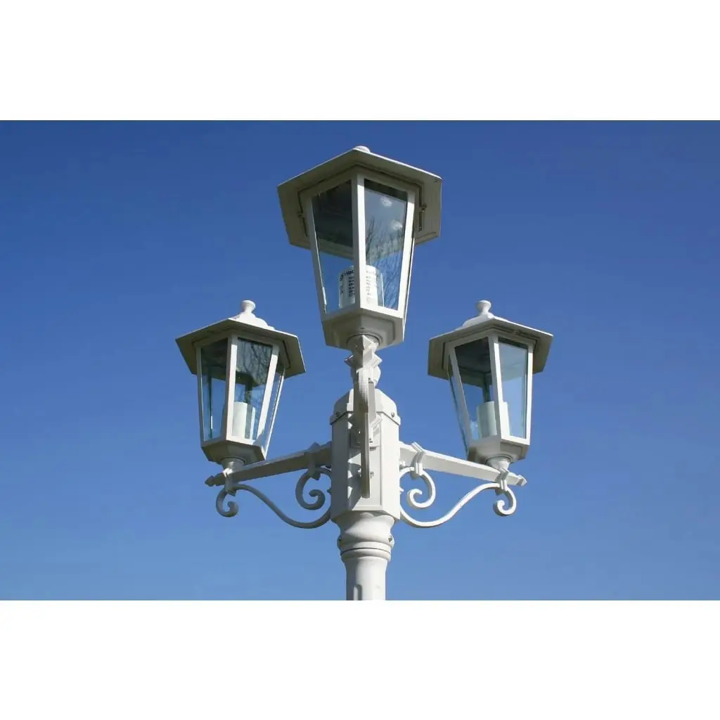 Garden Light Post 3-arms 215 cm White Aluminium 40245