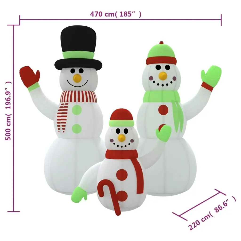 Inflatable Snowman Family with LEDs 500 cm 345389