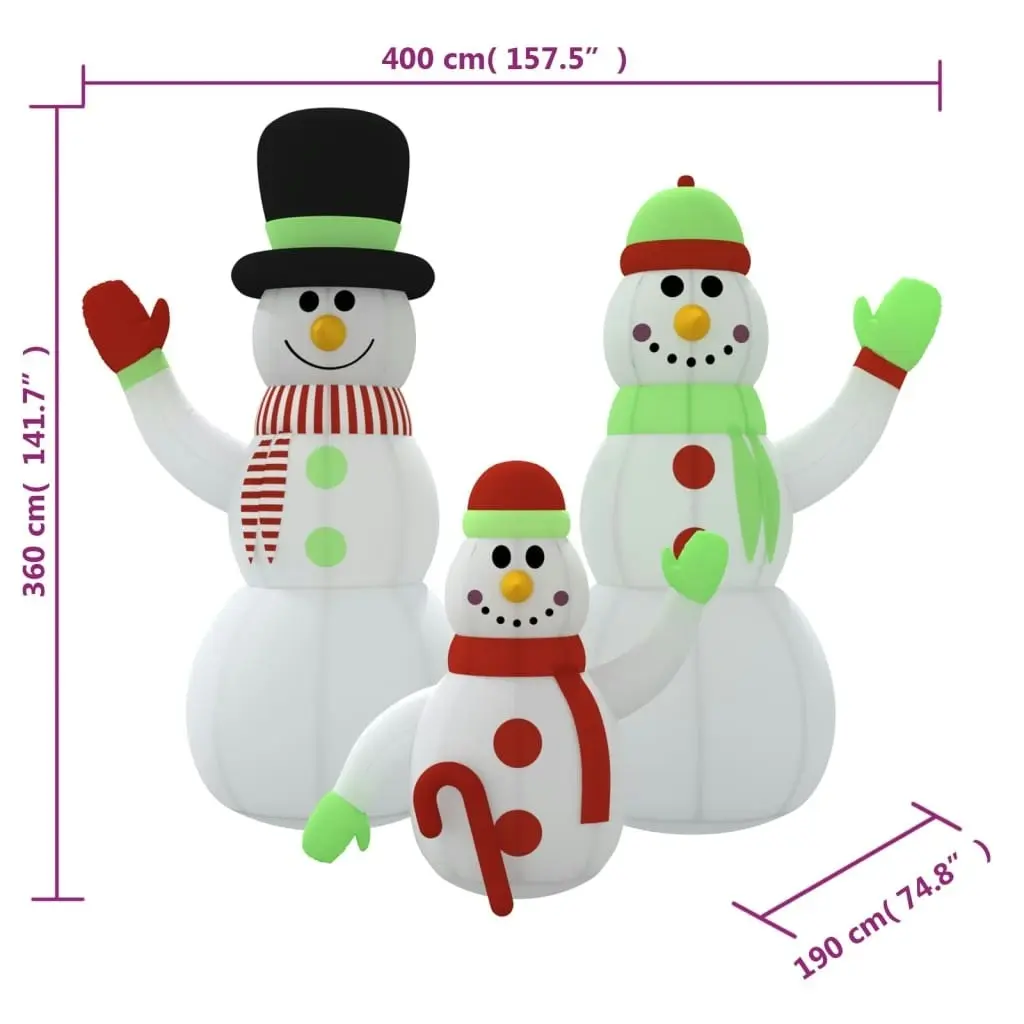 Inflatable Snowman Family with LEDs 360 cm 345386