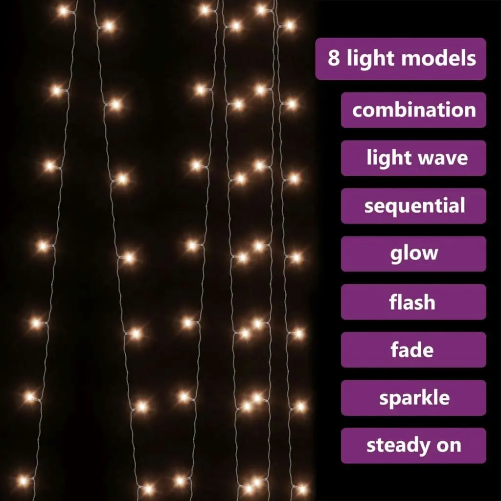 LED Curtain Fairy Lights 3x3m 300 LED Warm White 8 Function 328925