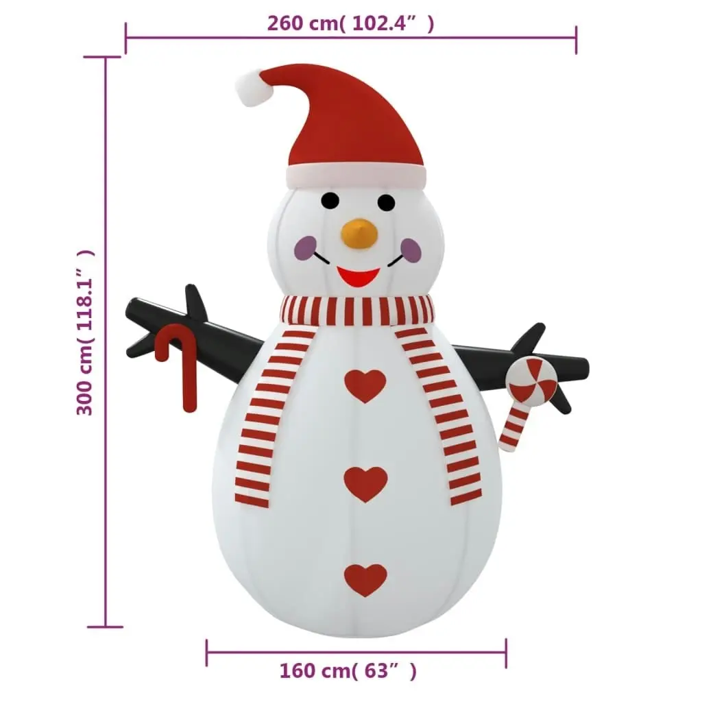 Inflatable Snowman with LEDs 300 cm 345377