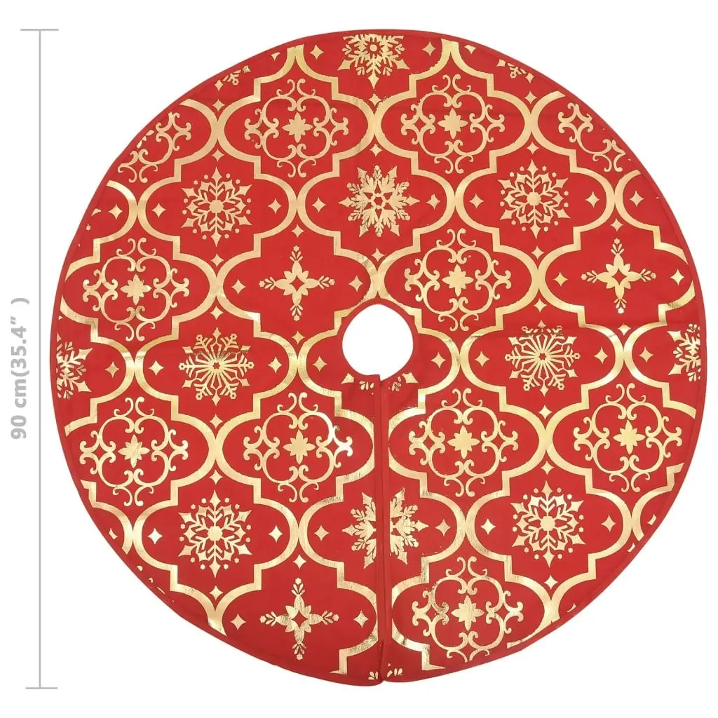 Luxury Christmas Tree Skirt with Sock Red 90 cm Fabric 330275