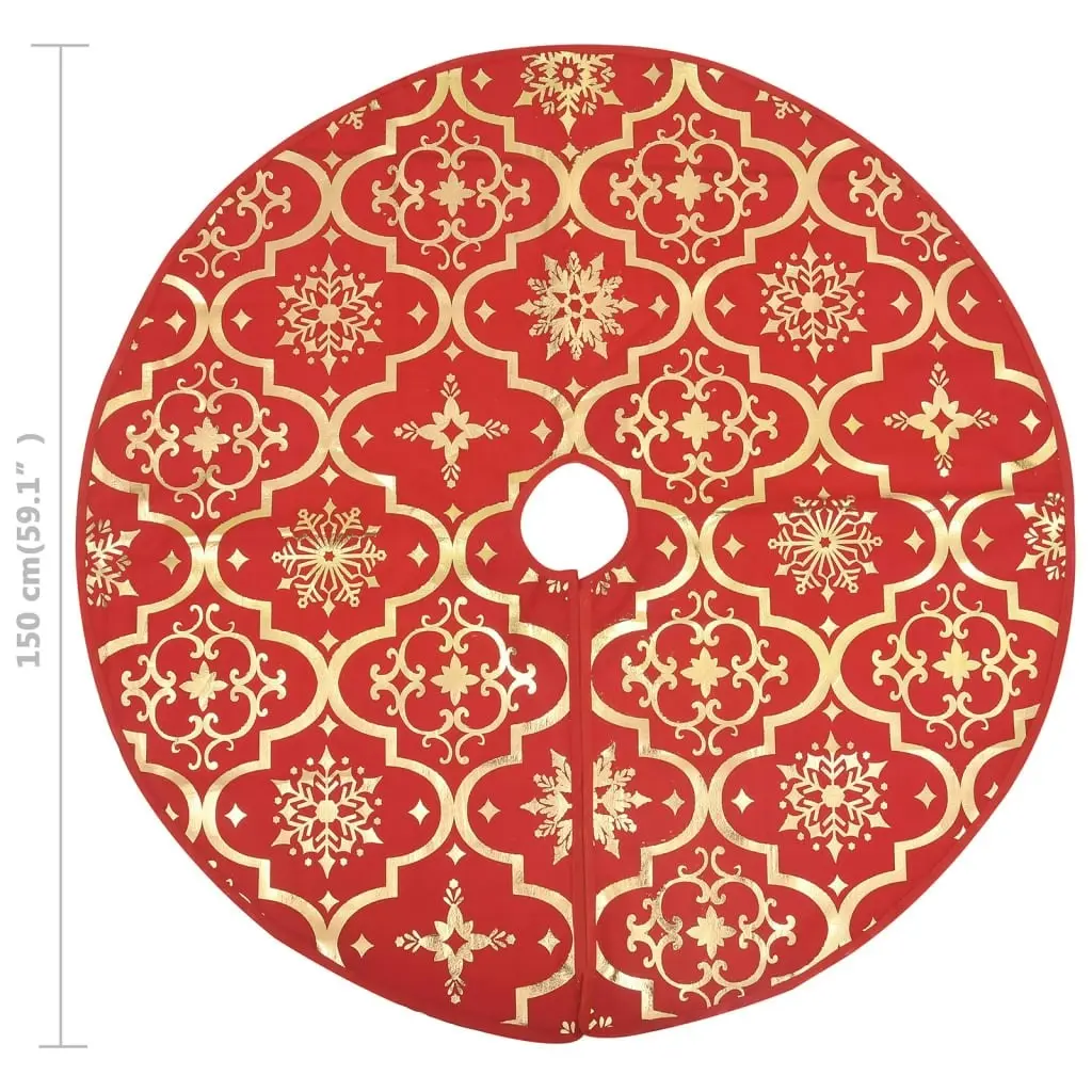 Luxury Christmas Tree Skirt with Sock Red 150 cm Fabric 330277