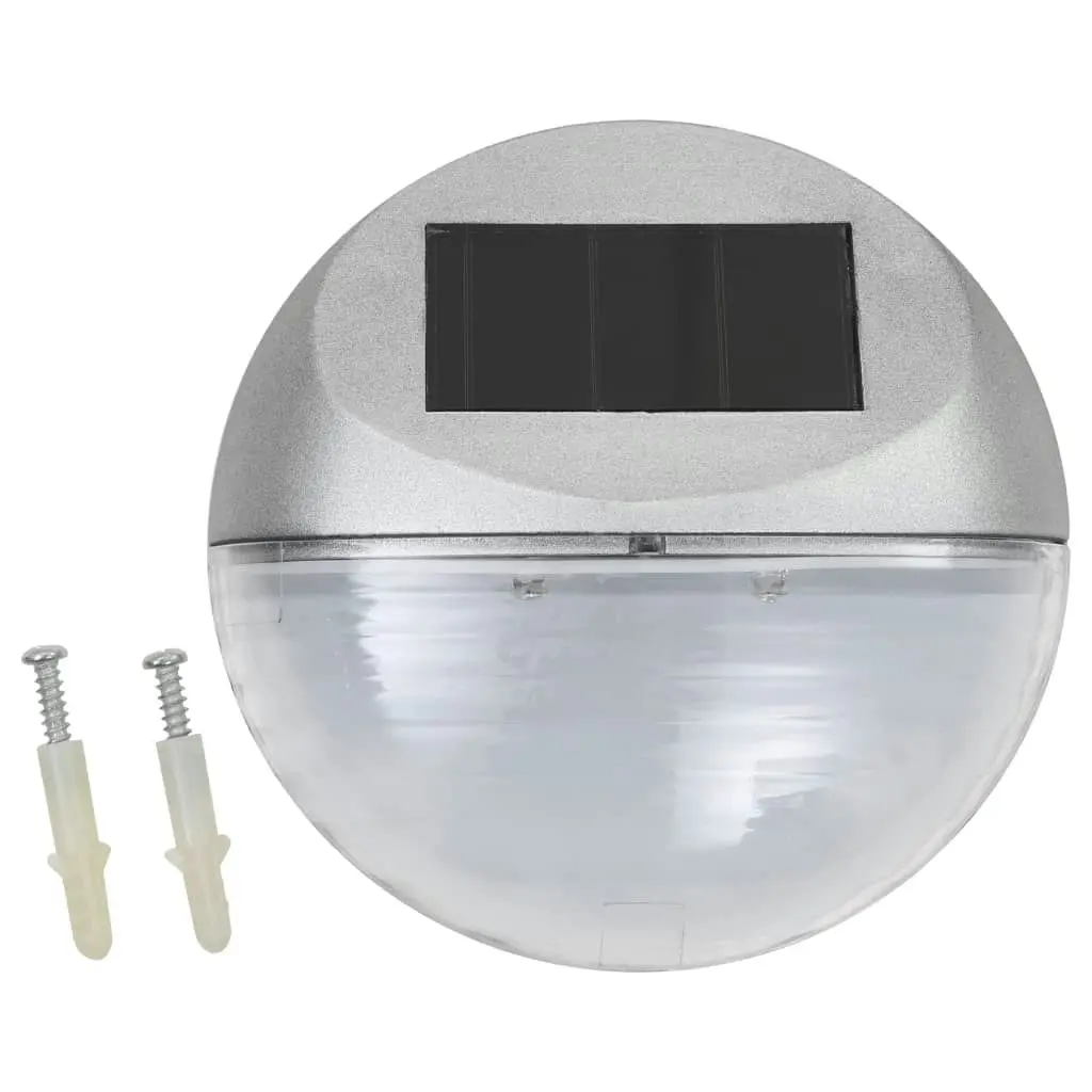 Outdoor Solar Wall Lamps LED 12 pcs Round Silver 44473