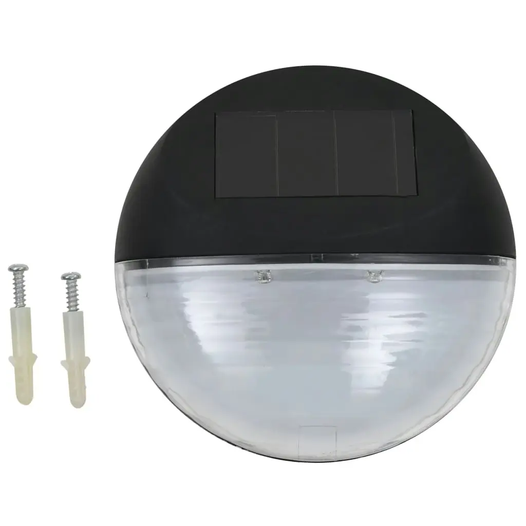 Outdoor Solar Wall Lamps LED 12 pcs Round Black 44472