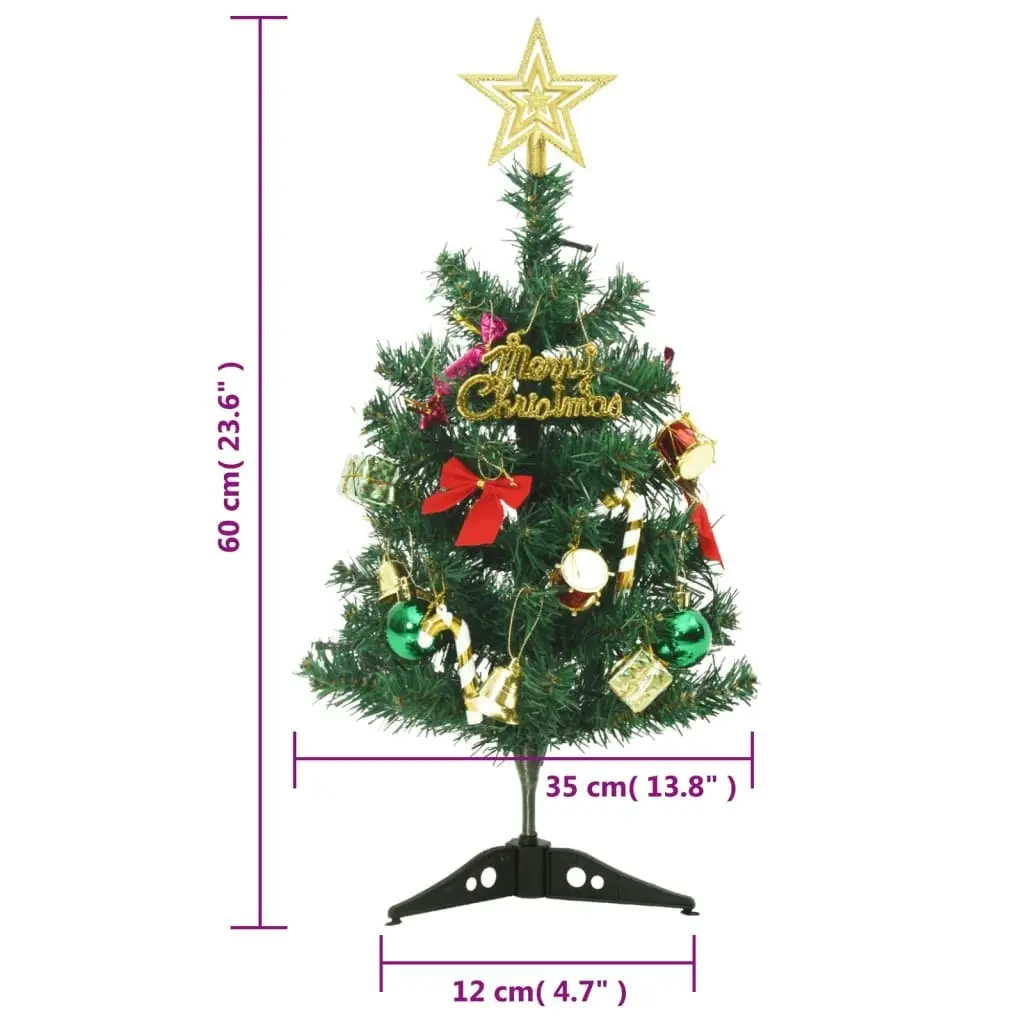 Mini Artificial Pre-lit Christmas Tree with 30 LEDs Green 60 cm 357768