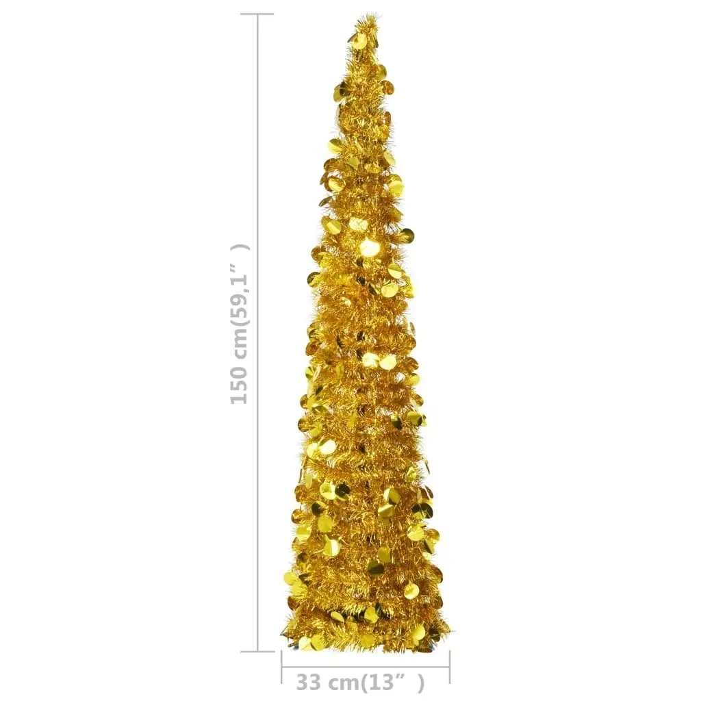 Pop-up Artificial Christmas Tree Gold 150 cm PET 320983