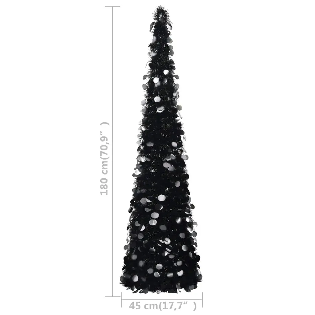 Pop-up Artificial Christmas Tree Black 180 cm PET 320987