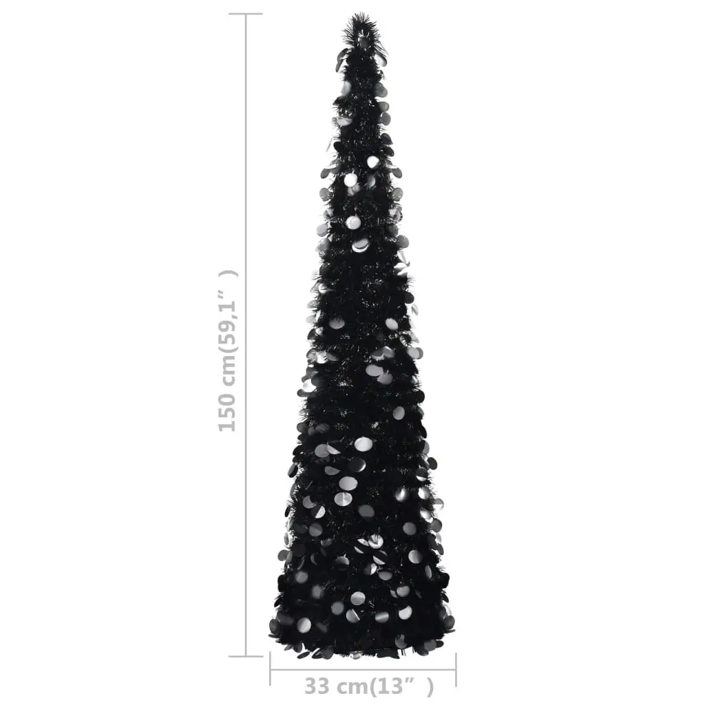 Pop-up Artificial Christmas Tree Black 150 cm PET 320986