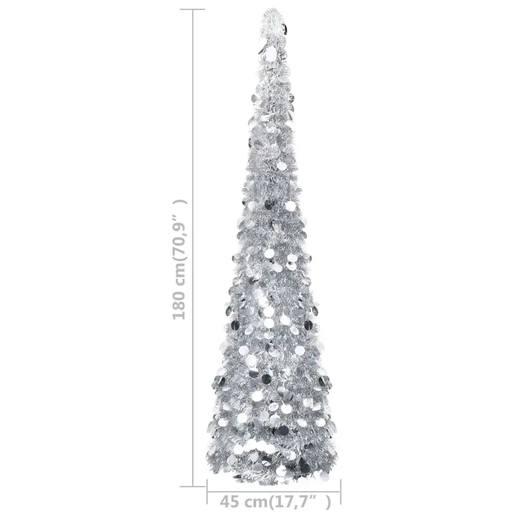 Pop-up Artificial Christmas Tree Silver 180 cm PET 320993