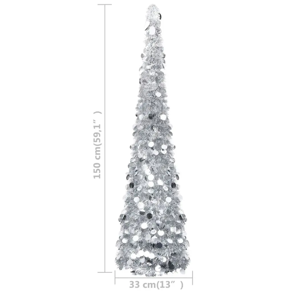 Pop-up Artificial Christmas Tree Silver 150 cm PET 320992