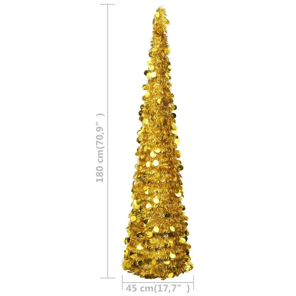 Pop-up Artificial Christmas Tree Gold 180 cm PET 320984