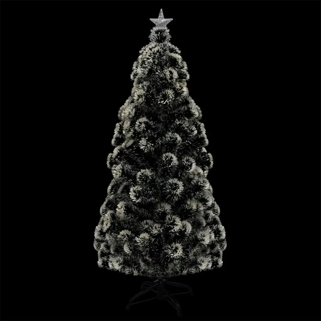 Pre-lit Christmas Tree Green and White 150 cm Fibre Optic 329067