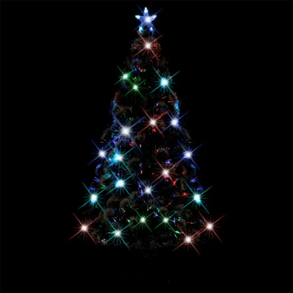 Pre-lit Christmas Tree Green and White 150 cm Fibre Optic 329067