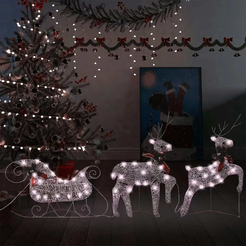 Reindeer & Sleigh Christmas Decoration 60 LEDs Outdoor Gold 289977