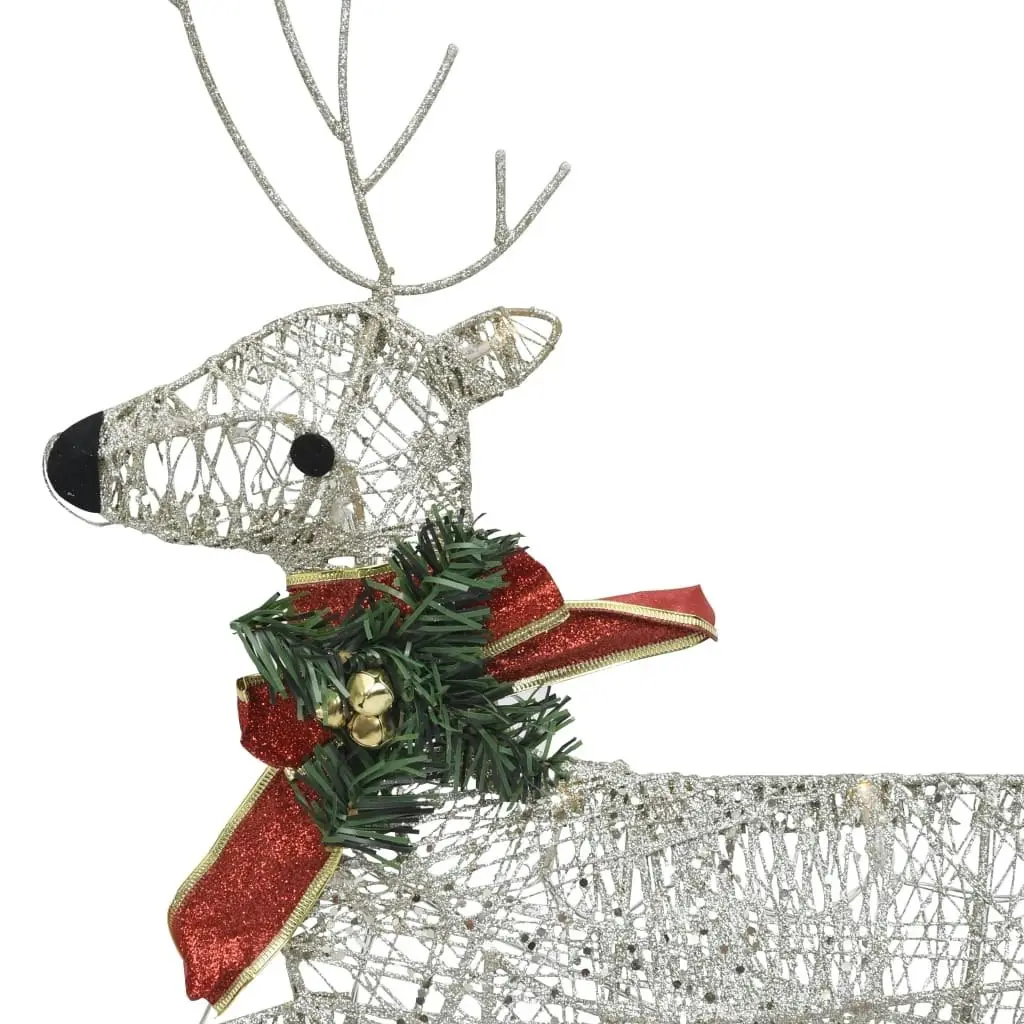 Reindeer & Sleigh Christmas Decoration 60 LEDs Outdoor Gold 289977