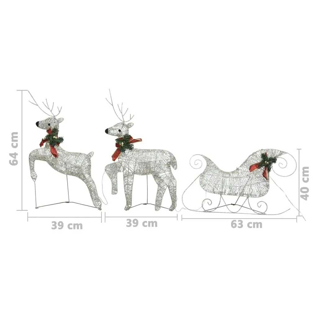 Reindeer & Sleigh Christmas Decoration 60 LEDs Outdoor Gold 289977