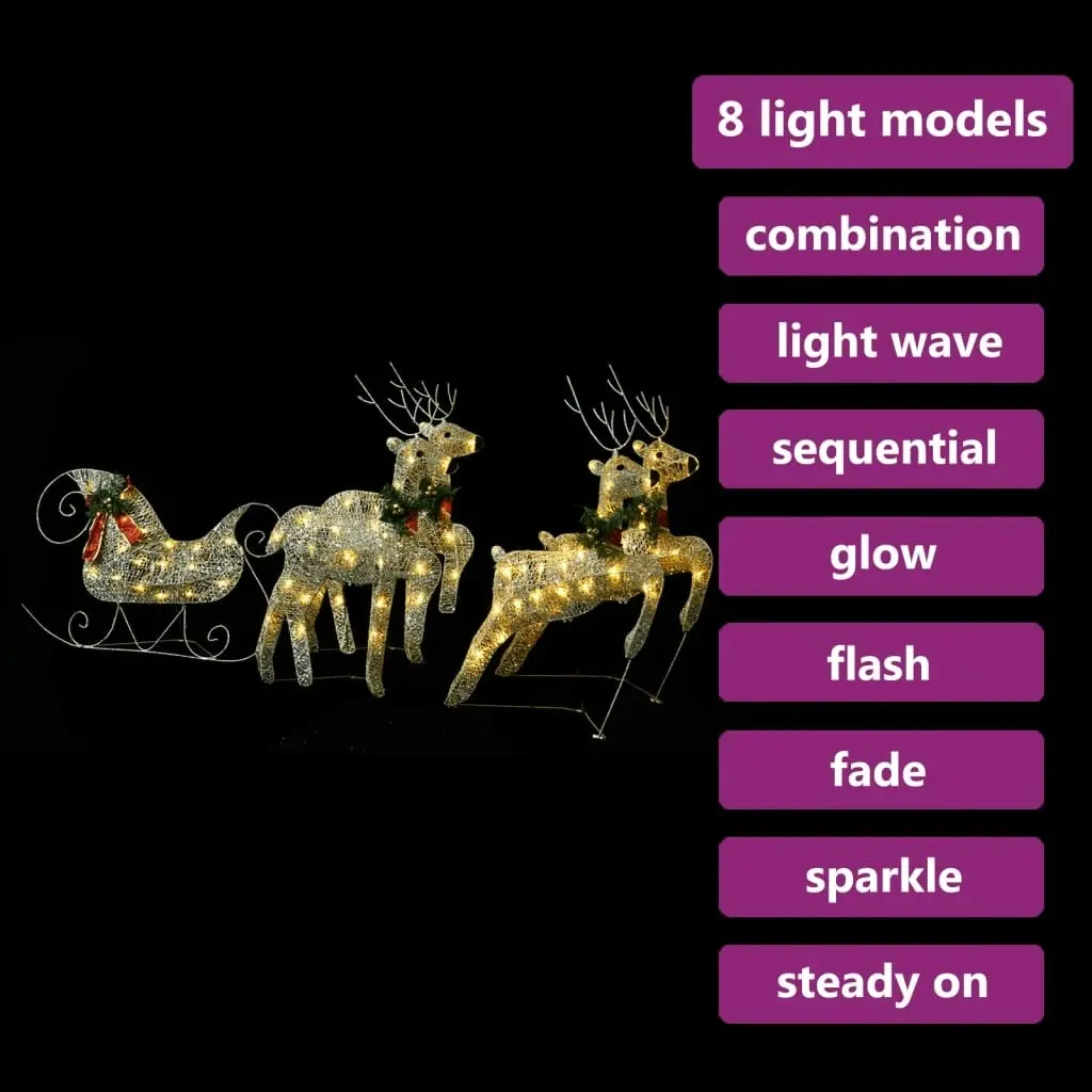 Reindeer & Sleigh Christmas Decoration 100 LEDs Outdoor Gold 329830