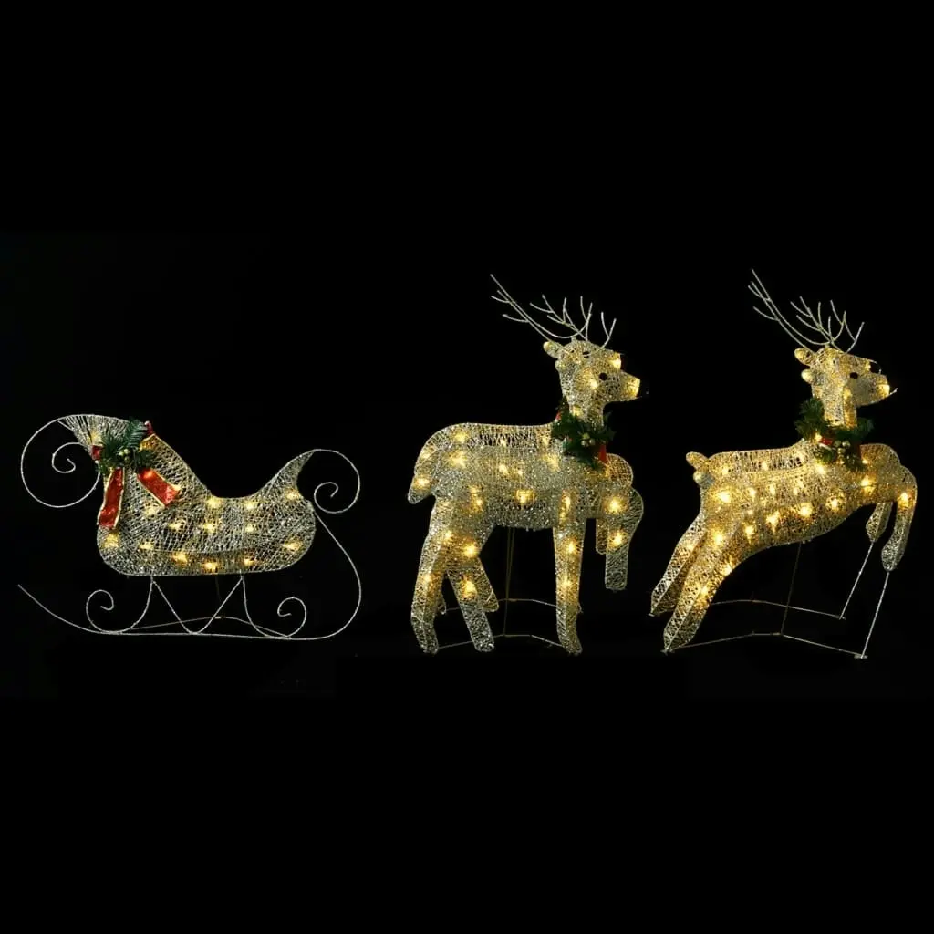 Reindeer & Sleigh Christmas Decoration 100 LEDs Outdoor Gold 329830