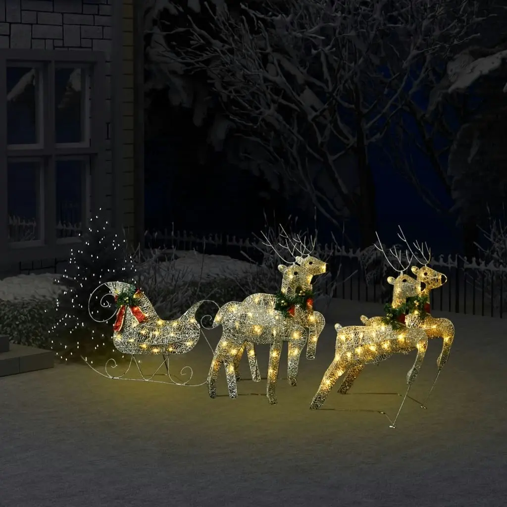 Reindeer & Sleigh Christmas Decoration 100 LEDs Outdoor Gold 329830